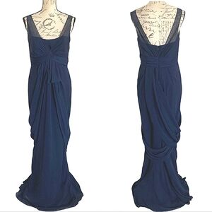 White by Vera Wang navy draped mesh gown Sz 10 wedding guest/MOB dress